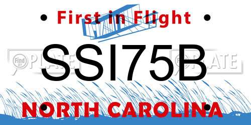SSI75B North Carolina License Plate
