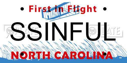 SSINFUL North Carolina License Plate