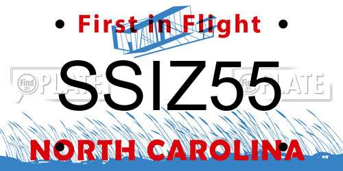 SSIZ55 North Carolina License Plate