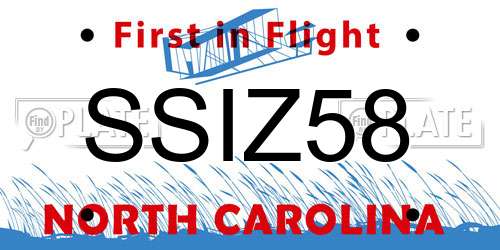 SSIZ58 North Carolina License Plate
