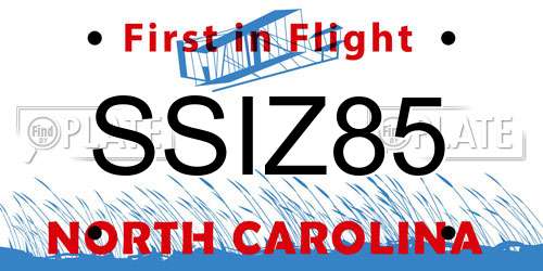 SSIZ85 North Carolina License Plate