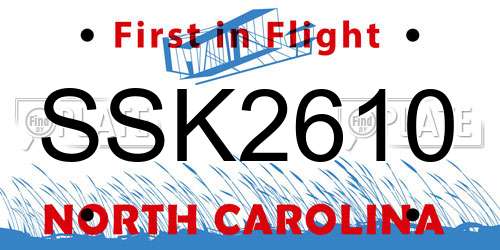 SSK2610 North Carolina License Plate