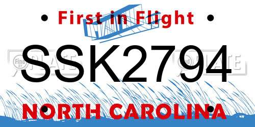 SSK2794 North Carolina License Plate