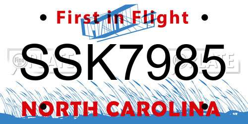 SSK7985 North Carolina License Plate
