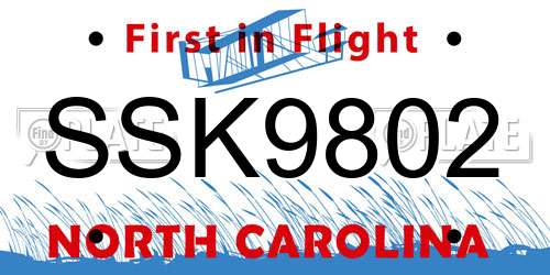 SSK9802 North Carolina License Plate