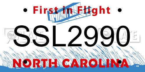 SSL2990 North Carolina License Plate