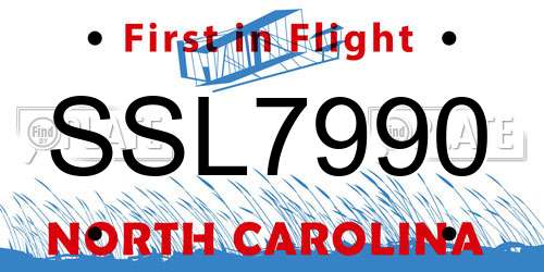 SSL7990 North Carolina License Plate