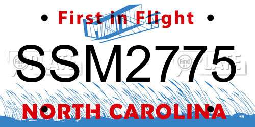 SSM2775 North Carolina License Plate