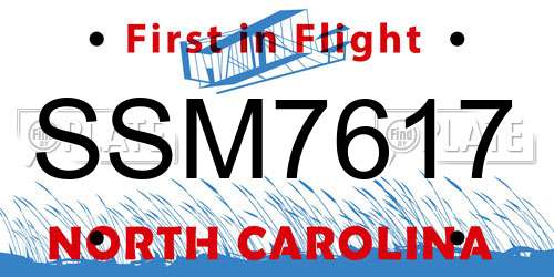 SSM7617 North Carolina License Plate