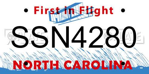 SSN4280 North Carolina License Plate