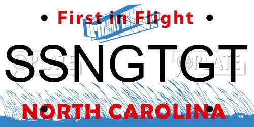 SSNGTGT North Carolina License Plate