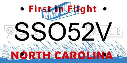 SSO52V North Carolina License Plate