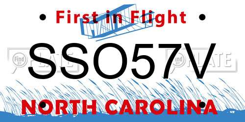 SSO57V North Carolina License Plate