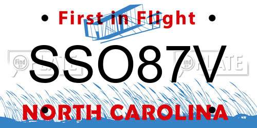 SSO87V North Carolina License Plate
