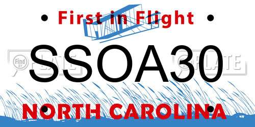 SSOA30 North Carolina License Plate
