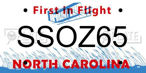 SSOZ65 North Carolina License Plate