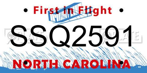 SSQ2591 North Carolina License Plate