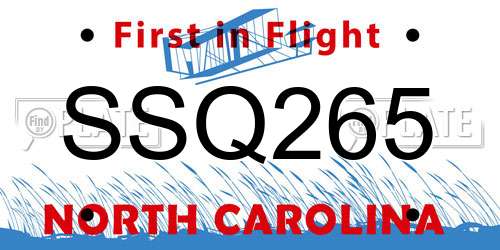 SSQ265 North Carolina License Plate