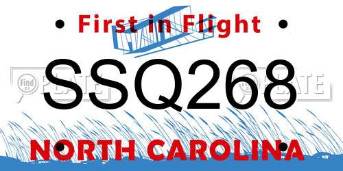 SSQ268 North Carolina License Plate