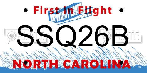 SSQ26B North Carolina License Plate