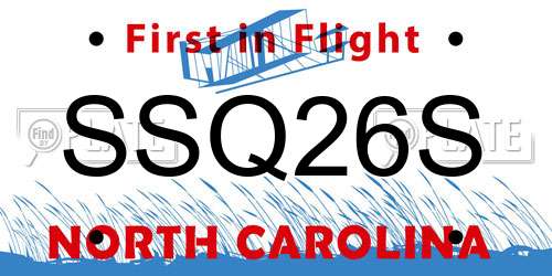 SSQ26S North Carolina License Plate