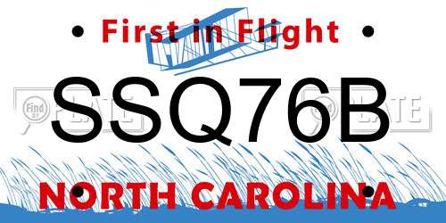 SSQ76B North Carolina License Plate