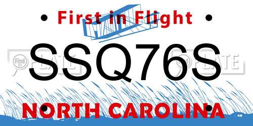 SSQ76S North Carolina License Plate