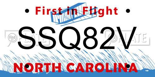 SSQ82V North Carolina License Plate