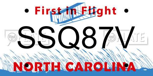 SSQ87V North Carolina License Plate