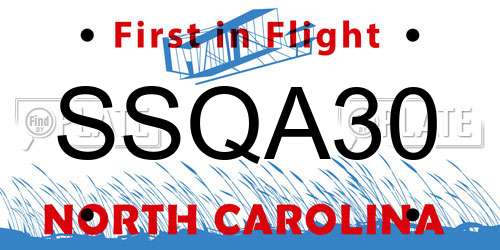 SSQA30 North Carolina License Plate