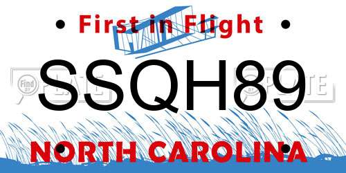 SSQH89 North Carolina License Plate