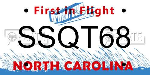 SSQT68 North Carolina License Plate