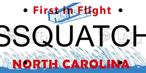 SSQUATCH North Carolina License Plate