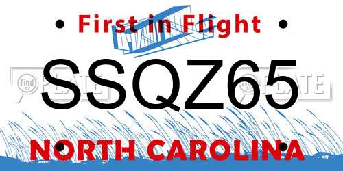 SSQZ65 North Carolina License Plate