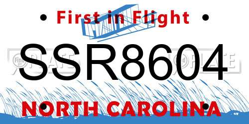 SSR8604 North Carolina License Plate