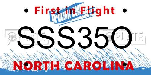 SSS35O North Carolina License Plate