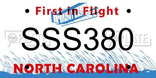 SSS380 North Carolina License Plate