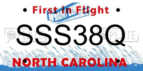 SSS38Q North Carolina License Plate