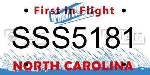 SSS5181 North Carolina License Plate