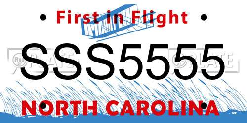 SSS5555 North Carolina License Plate