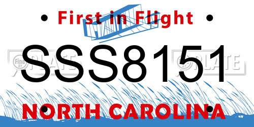 SSS8151 North Carolina License Plate