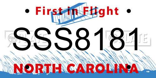 SSS8181 North Carolina License Plate