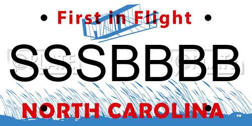 SSSBBBB North Carolina License Plate