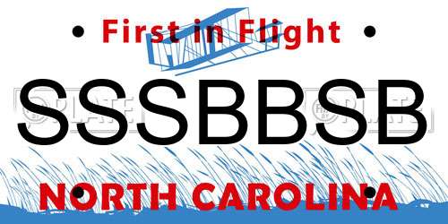 SSSBBSB North Carolina License Plate