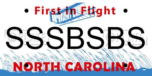 SSSBSBS North Carolina License Plate