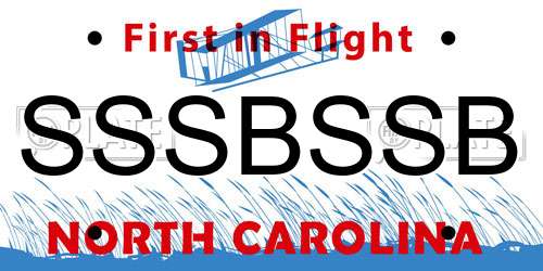 SSSBSSB North Carolina License Plate