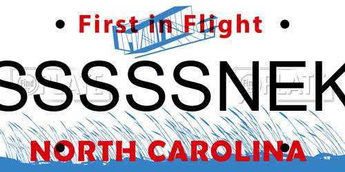 SSSSSNEK North Carolina License Plate