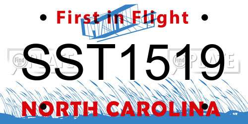 SST1519 North Carolina License Plate