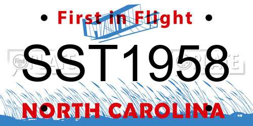 SST1958 North Carolina License Plate