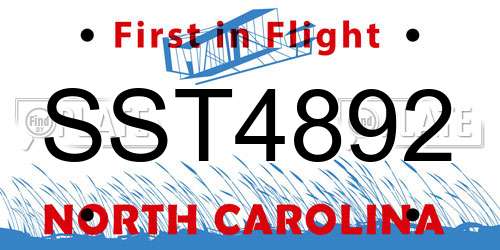 SST4892 North Carolina License Plate